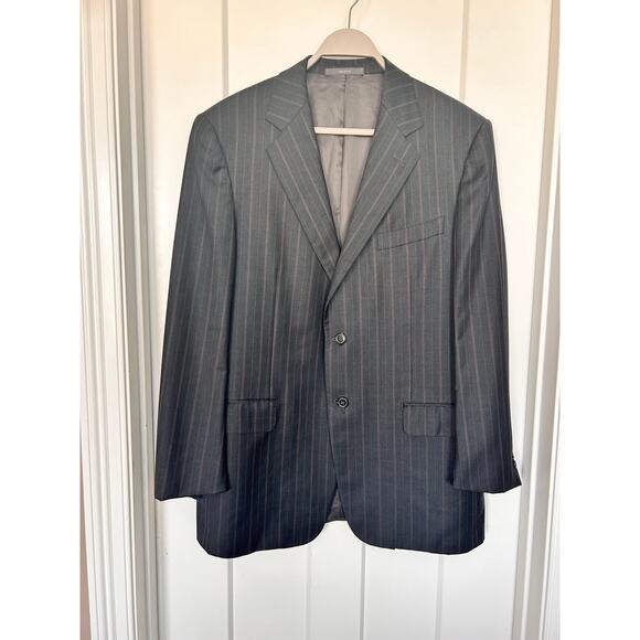 Ermenegildo‎ Zegna Men's Striped Single-Breasted Blazer Jacket Charcoal Size 52R - Picture 1 of 14